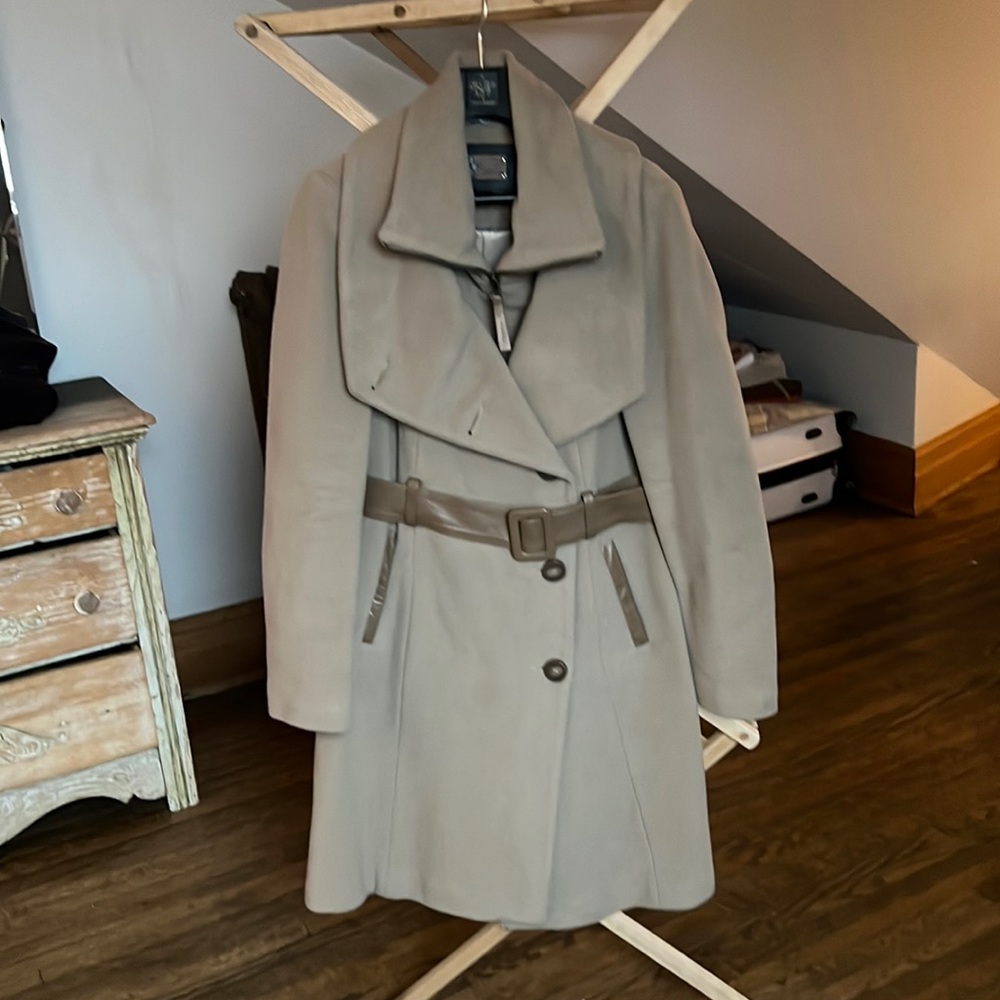 Mackage Ladies Camel Coloured Double Breasted Wool/Cashmere Knee Length Coat